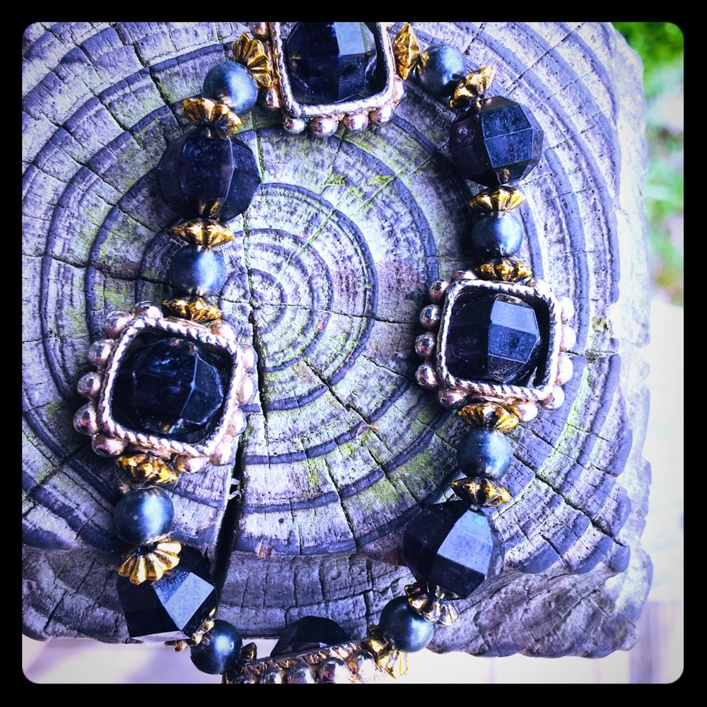 Purple Bead Elastic Bracelet